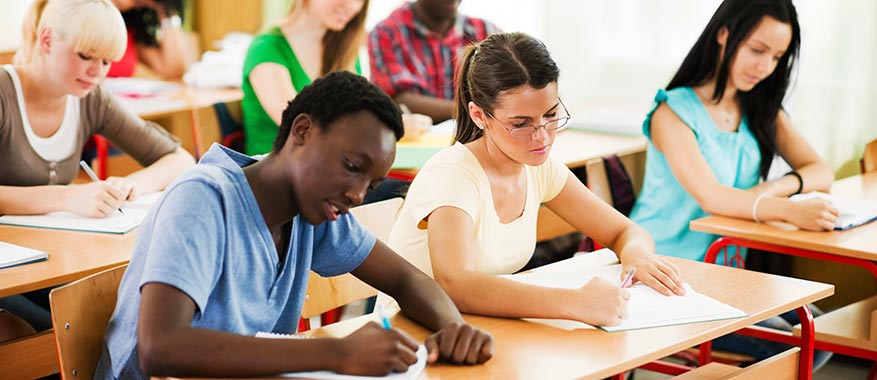 Students studying at their desks.